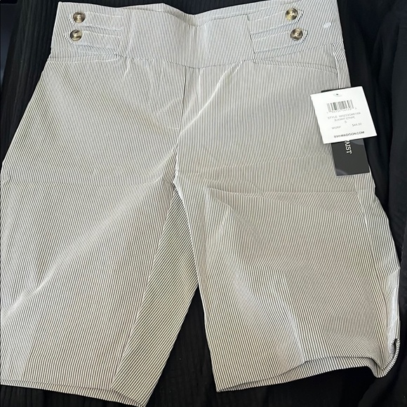 89th & Madison Pants - 89th & Madison Black and White Striped Shorts